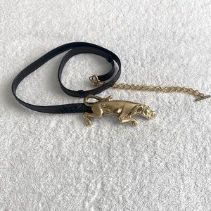 Vintage Cougar gold plated belt buckle with Snakeskin chain belt